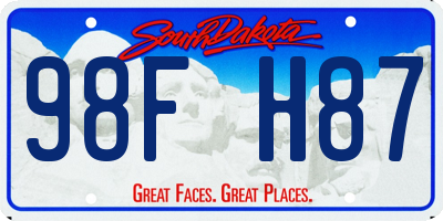 SD license plate 98FH87
