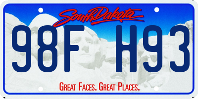 SD license plate 98FH93