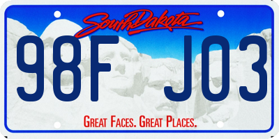 SD license plate 98FJ03