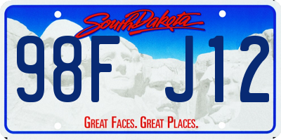 SD license plate 98FJ12