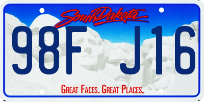 SD license plate 98FJ16