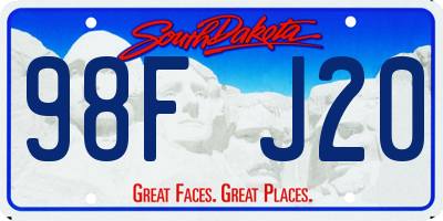 SD license plate 98FJ20