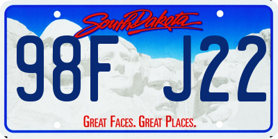 SD license plate 98FJ22