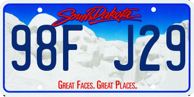 SD license plate 98FJ29