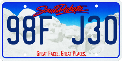 SD license plate 98FJ30