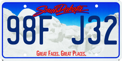 SD license plate 98FJ32