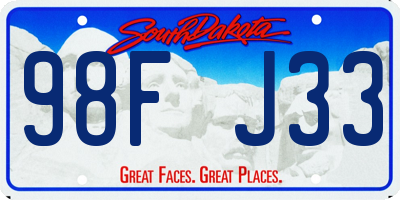 SD license plate 98FJ33