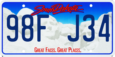 SD license plate 98FJ34