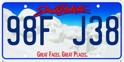 SD license plate 98FJ38