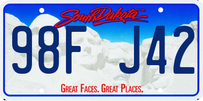 SD license plate 98FJ42