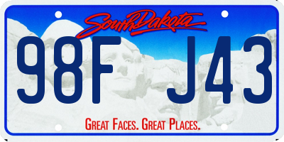 SD license plate 98FJ43