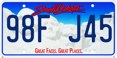 SD license plate 98FJ45