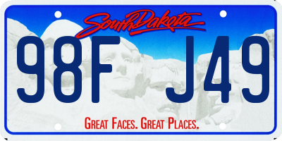 SD license plate 98FJ49