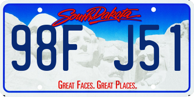 SD license plate 98FJ51