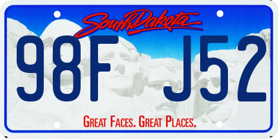 SD license plate 98FJ52