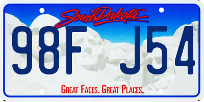 SD license plate 98FJ54