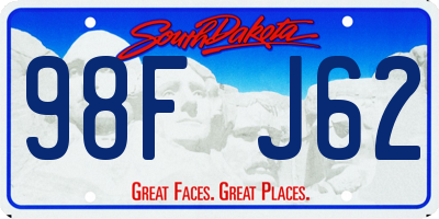 SD license plate 98FJ62