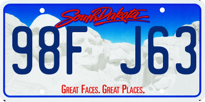 SD license plate 98FJ63