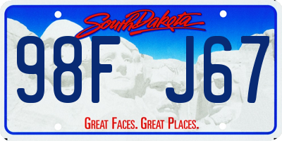 SD license plate 98FJ67