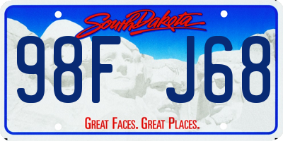 SD license plate 98FJ68