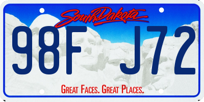 SD license plate 98FJ72