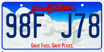 SD license plate 98FJ78