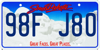 SD license plate 98FJ80