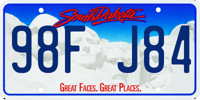 SD license plate 98FJ84