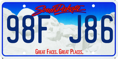 SD license plate 98FJ86