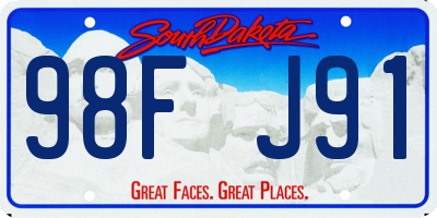 SD license plate 98FJ91