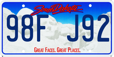 SD license plate 98FJ92