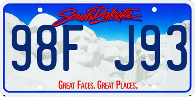 SD license plate 98FJ93