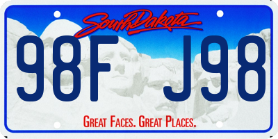 SD license plate 98FJ98