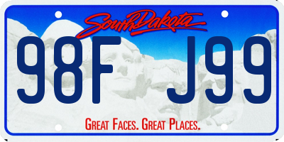 SD license plate 98FJ99