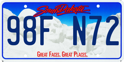 SD license plate 98FN72