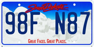 SD license plate 98FN87