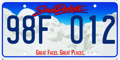 SD license plate 98FO12
