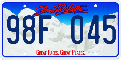 SD license plate 98FO45