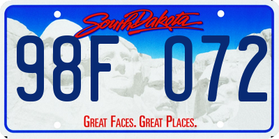 SD license plate 98FO72