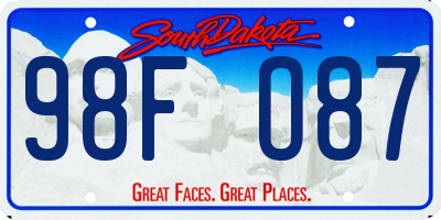 SD license plate 98FO87