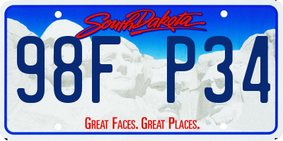 SD license plate 98FP34