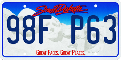SD license plate 98FP63