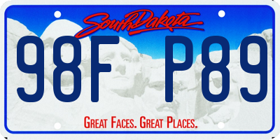 SD license plate 98FP89