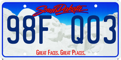 SD license plate 98FQ03