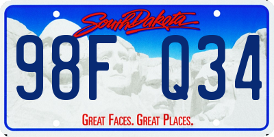 SD license plate 98FQ34