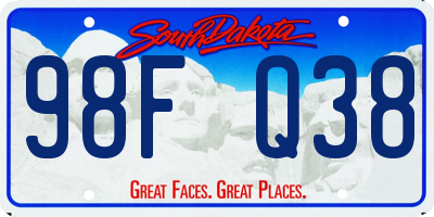 SD license plate 98FQ38
