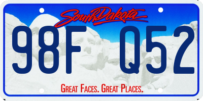 SD license plate 98FQ52