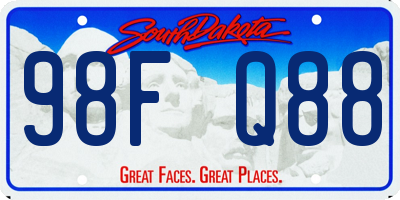 SD license plate 98FQ88