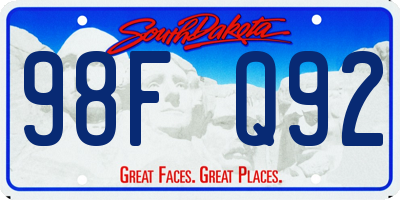 SD license plate 98FQ92