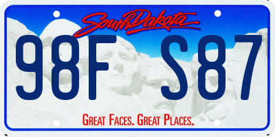 SD license plate 98FS87